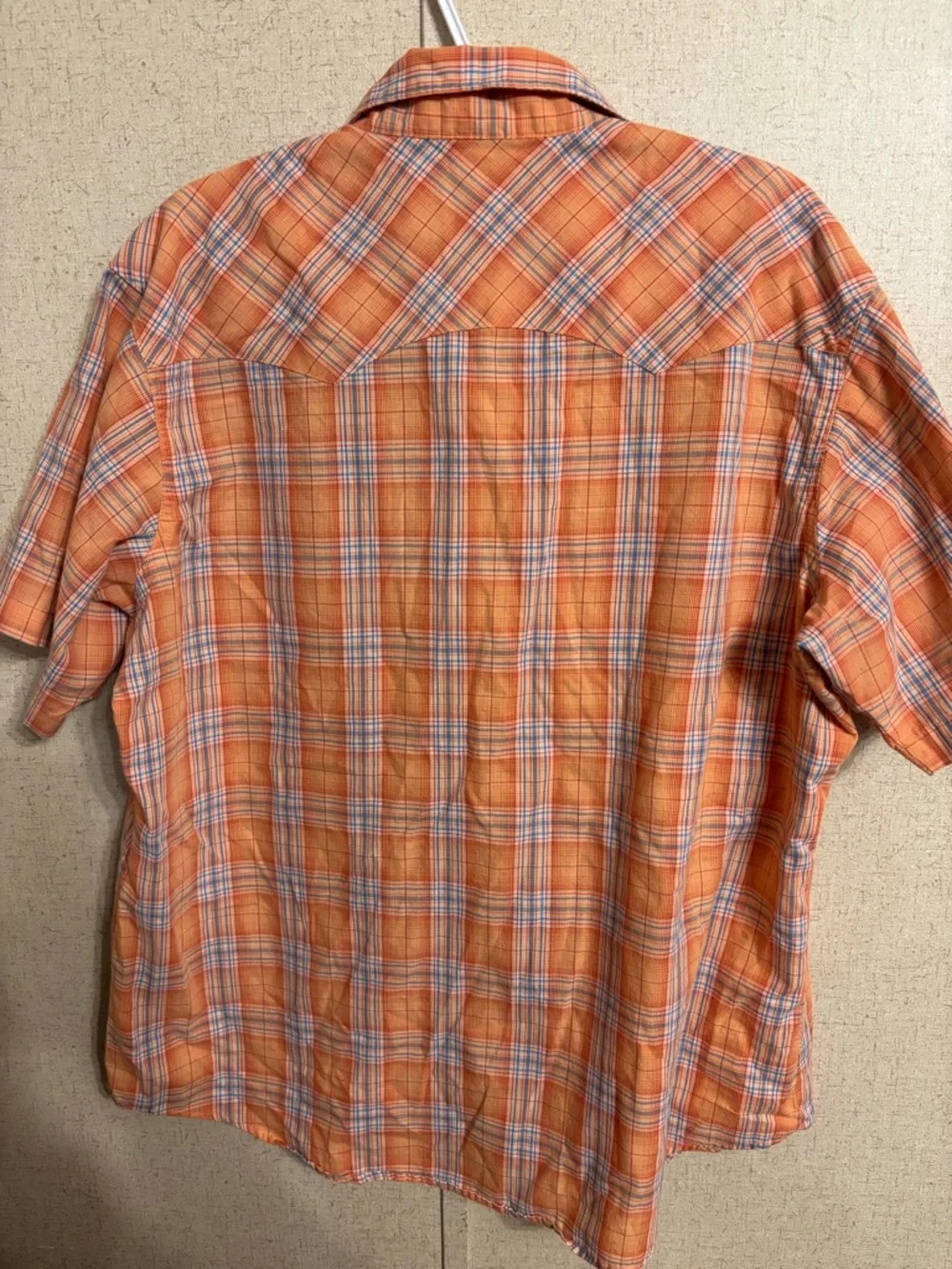 Wrangler Orange Plaid Short-Sleeve Western Shirt X-large Mens - Picture 3 of 3